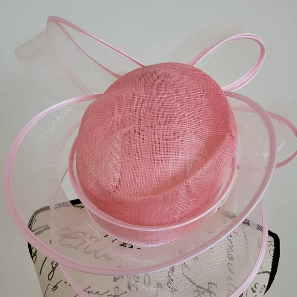 Paris Pink Organza Hat – Elegant Hand-Made Large Brim  display picture 1